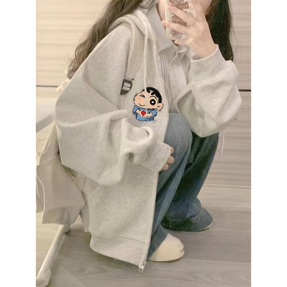 Graphic Hoodie Streetwear - Hoodie Crayon Shin-Chan Print Casual Drawstring