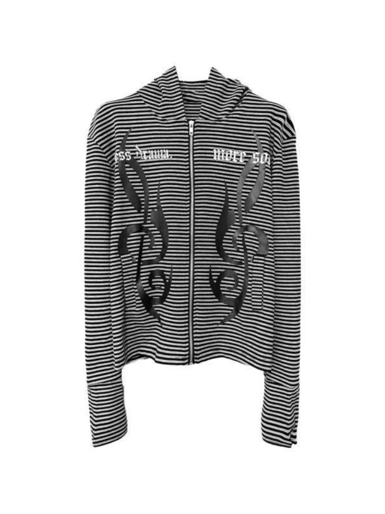 Graphic Hoodie Streetwear - Men Women Gothic Style Striped Hoodie