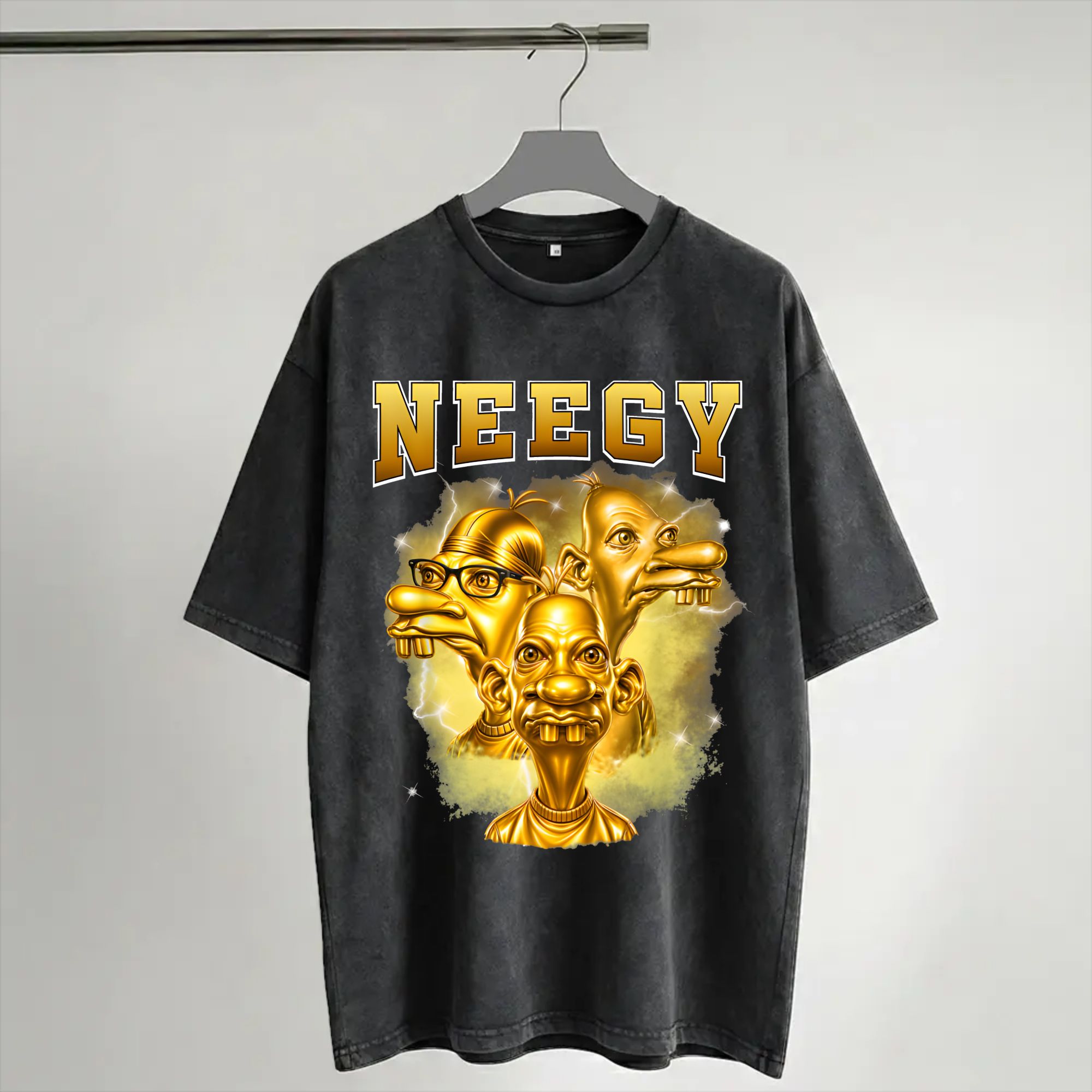 Harajuku Washed Shirt Golden N - Street Fashion Gen Z ulasan dan harga