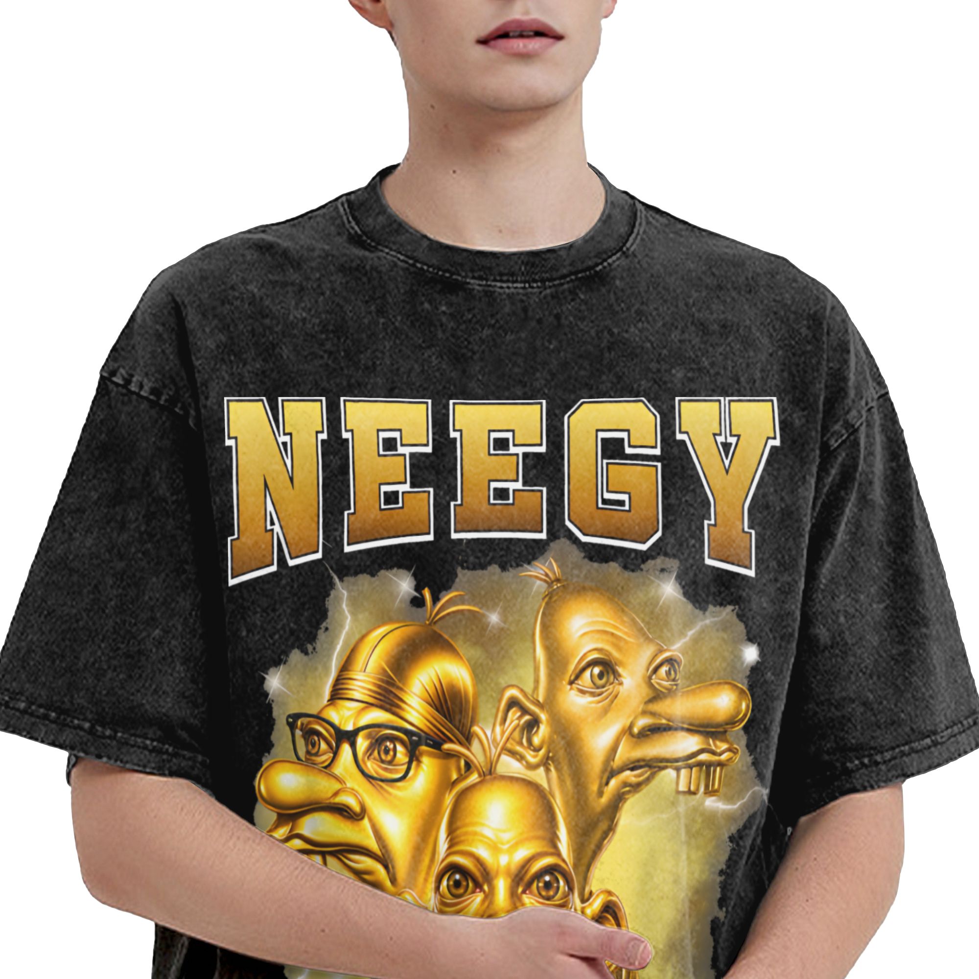 Harajuku Washed Shirt Golden N - Street Fashion Gen Z ulasan dan harga