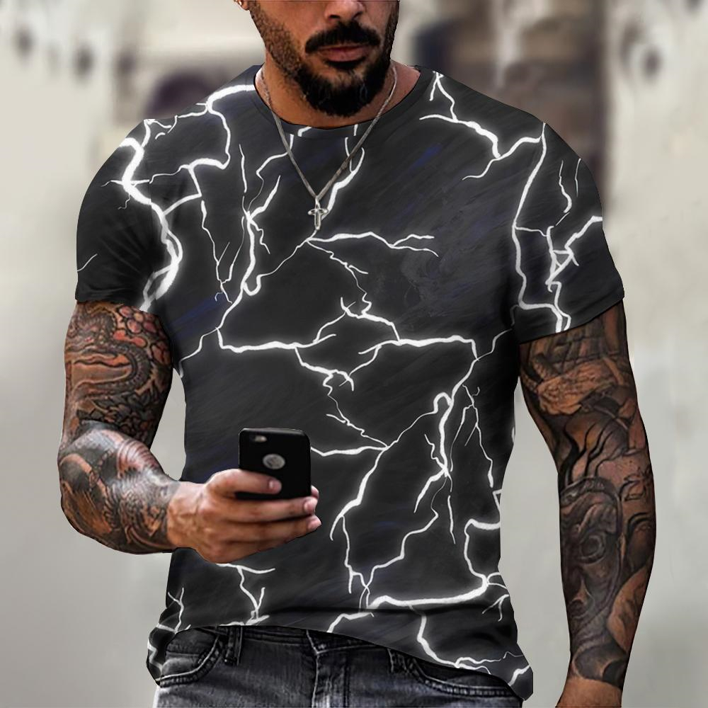 Lightning Graphic Men's T-Shir - Street Fashion Style Male ulasan dan harga