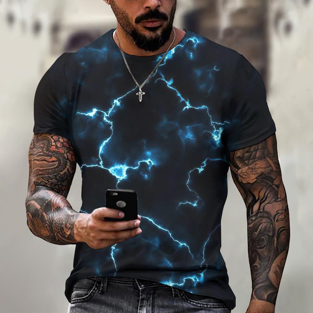 Lightning Graphic Men's T-Shir - Street Fashion Style Male ulasan dan harga