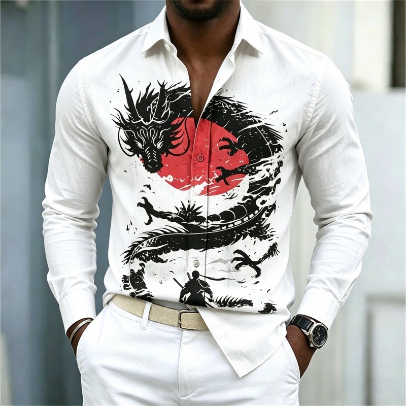 2026 New Men's Shirt White Bla - Street Fashion Men ulasan dan harga