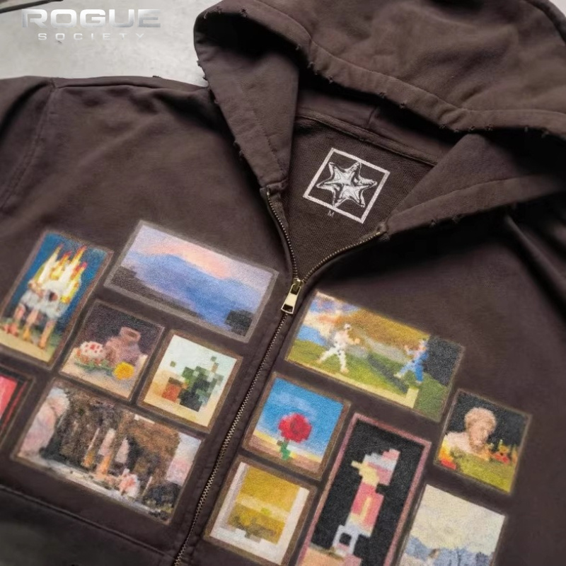 Korean Vintage Art Print Men C - Graphic Hoodie Streetwear ulasan dan harga