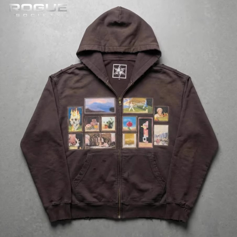 Korean Vintage Art Print Men C - Graphic Hoodie Streetwear ulasan dan harga