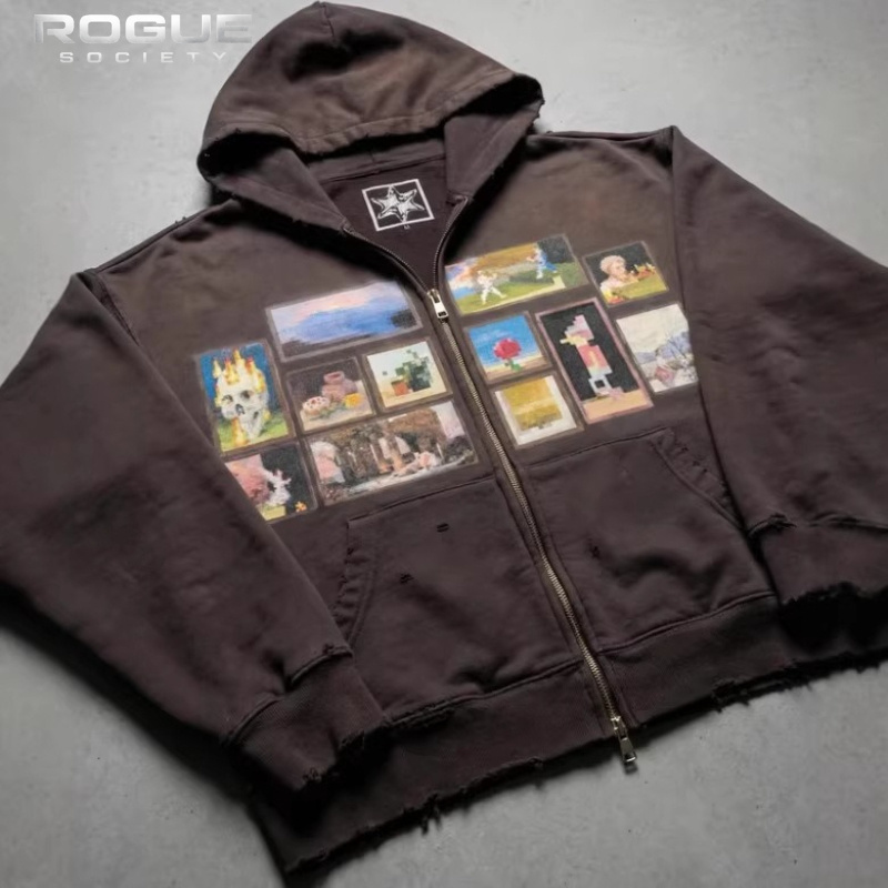 Korean Vintage Art Print Men C - Graphic Hoodie Streetwear ulasan dan harga