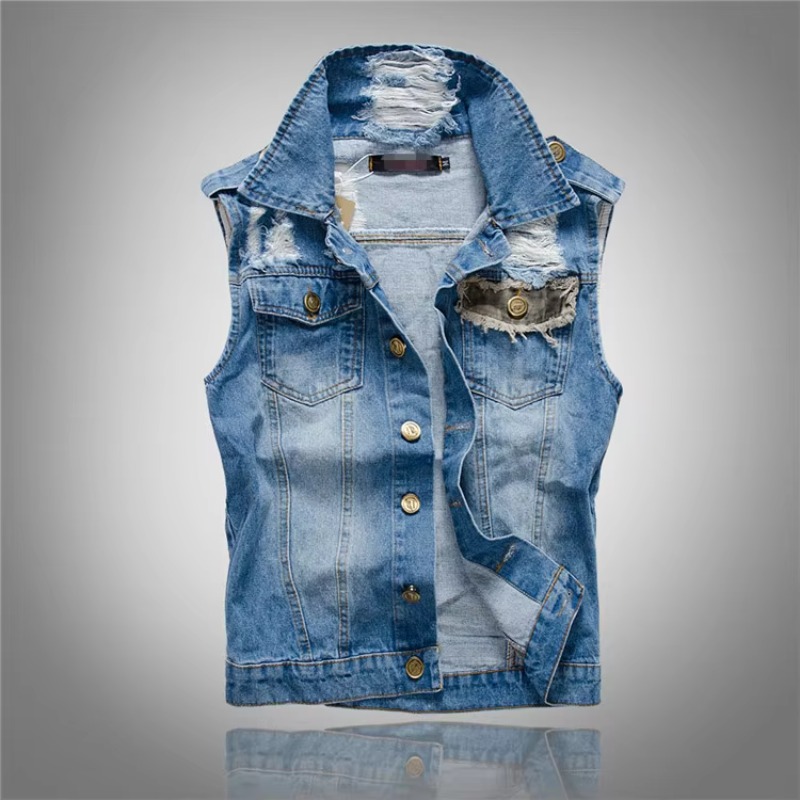 Men Slim Denim Vests Jackets W - Street Fashion Style Male ulasan dan harga