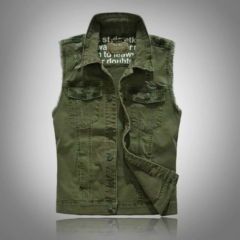 Men Slim Denim Vests Jackets W - Street Fashion Style Male ulasan dan harga
