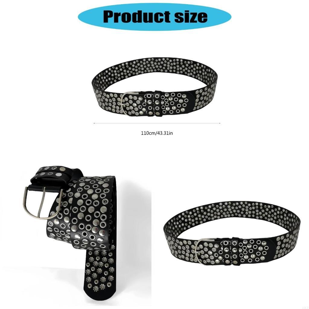 Punk Rivet Studded Belt with F - Street Fashion Reference ulasan dan harga