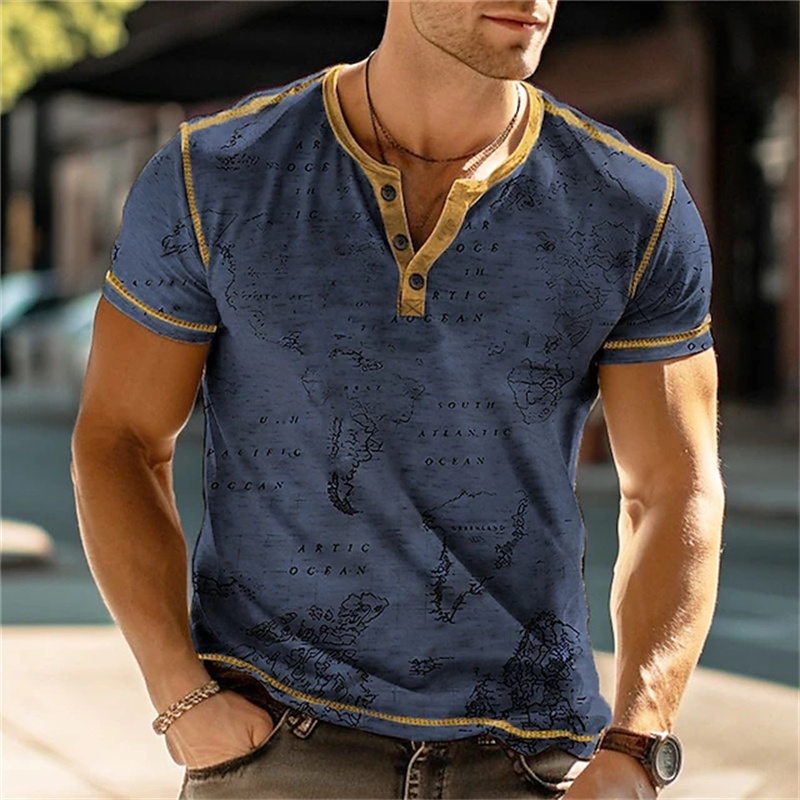 Men's Henry Shirts Funny 3D Pr - Street Fashion Men ulasan dan harga