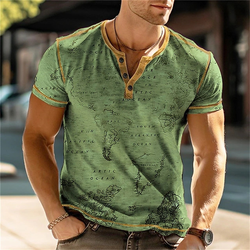 Men's Henry Shirts Funny 3D Pr - Street Fashion Men ulasan dan harga
