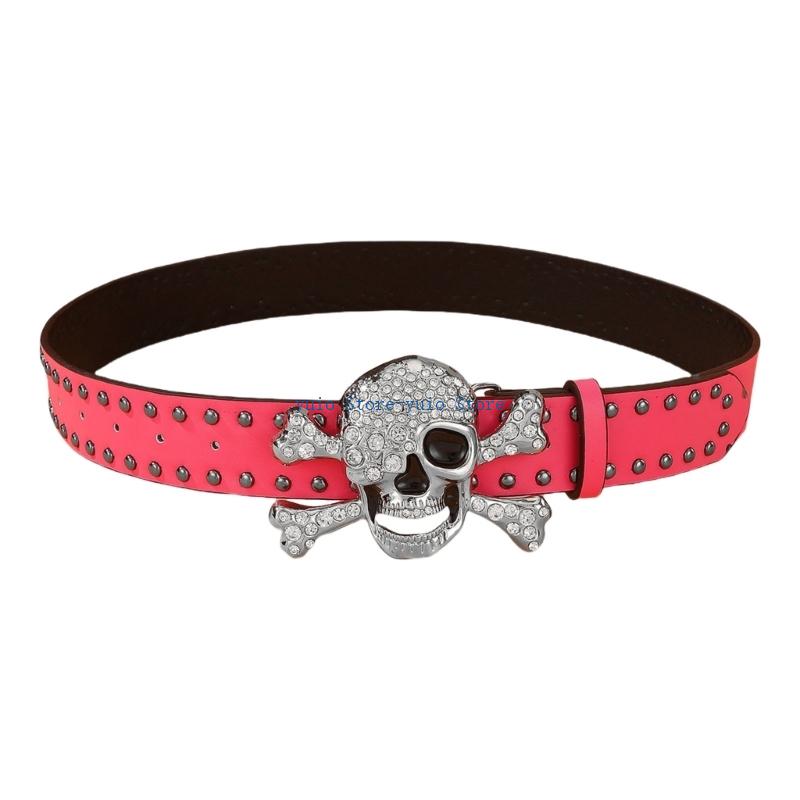 X7XB Rivet Studded Skull Buckl - Street Fashion Reference ulasan dan harga