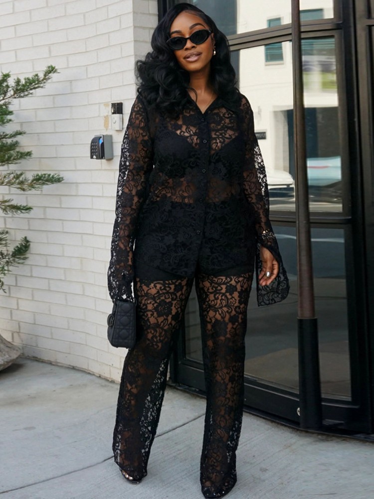 Perspective Lace Pants Set Sum - Street Fashion Youth ulasan dan harga