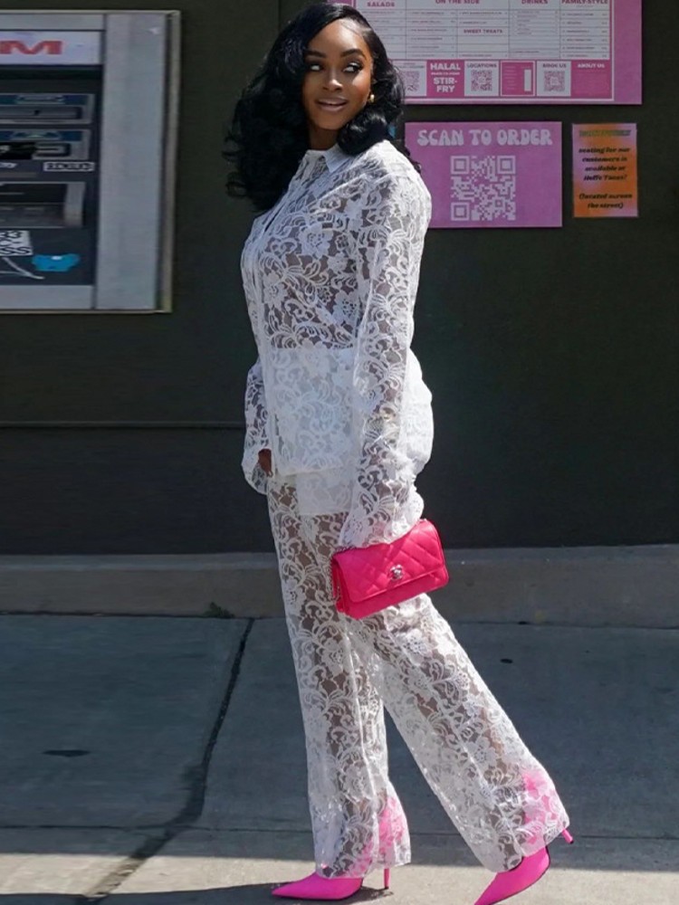 Perspective Lace Pants Set Sum - Street Fashion Youth ulasan dan harga