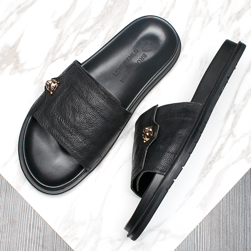 2025 New Genuine Leather Slipp - Street Fashion Style Male ulasan dan harga