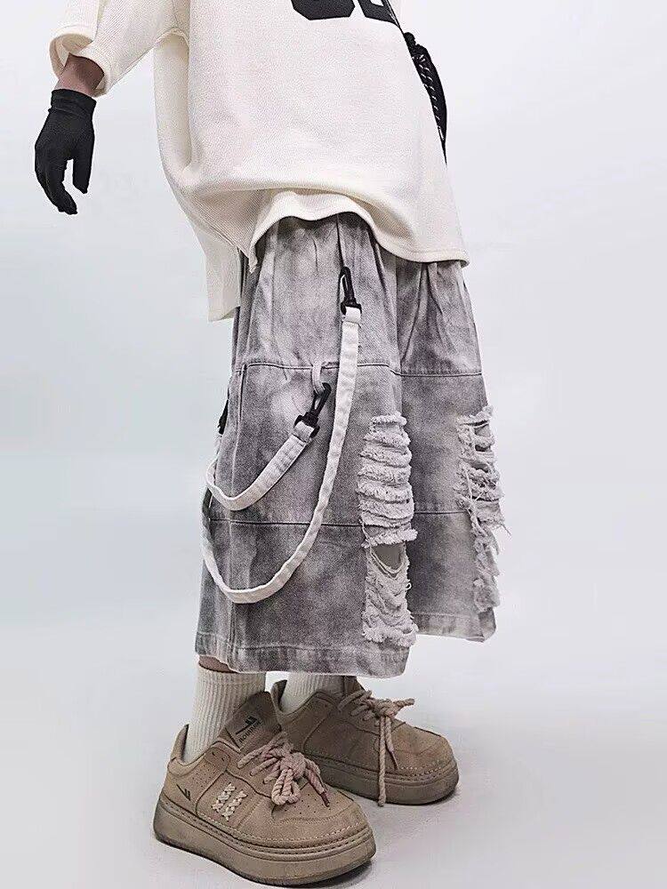 Retro Hip-hop Men's Ripped Jea - Street Fashion Style Male ulasan dan harga