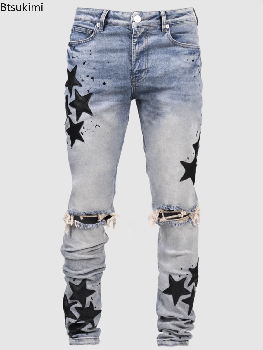 New Men Jeans Fashion Mid Wais - Street Fashion Style Male ulasan dan harga
