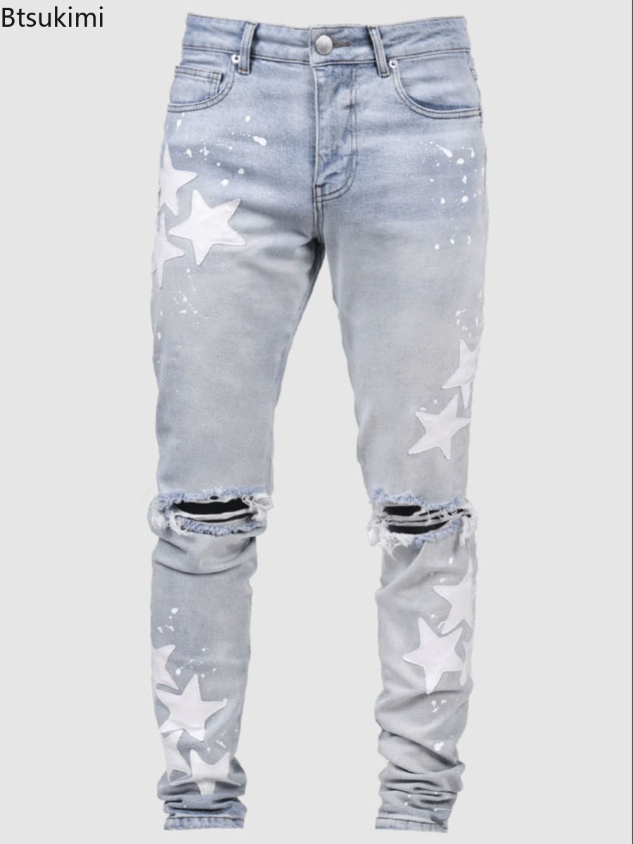 New Men Jeans Fashion Mid Wais - Street Fashion Style Male ulasan dan harga