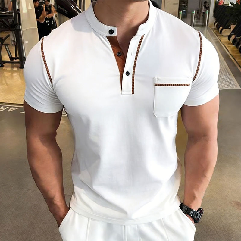 New Summer Men's Henry Collar  - Street Fashion Men ulasan dan harga